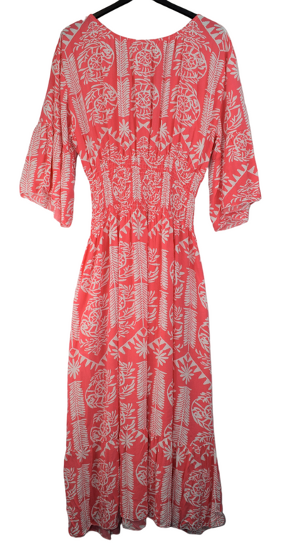 Ladies Italian Lagenlook Quirky Print Flare Sleeve Summer Maxi Dress