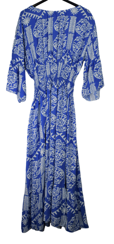 Ladies Italian Lagenlook Quirky Print Flare Sleeve Summer Maxi Dress