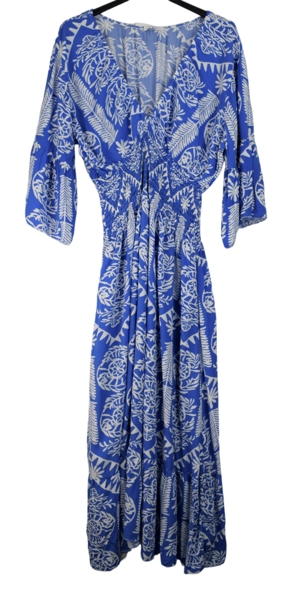 Ladies Italian Lagenlook Quirky Print Flare Sleeve Summer Maxi Dress