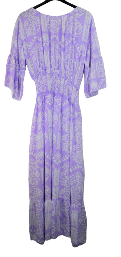 Ladies Italian Lagenlook Quirky Print Flare Sleeve Summer Maxi Dress