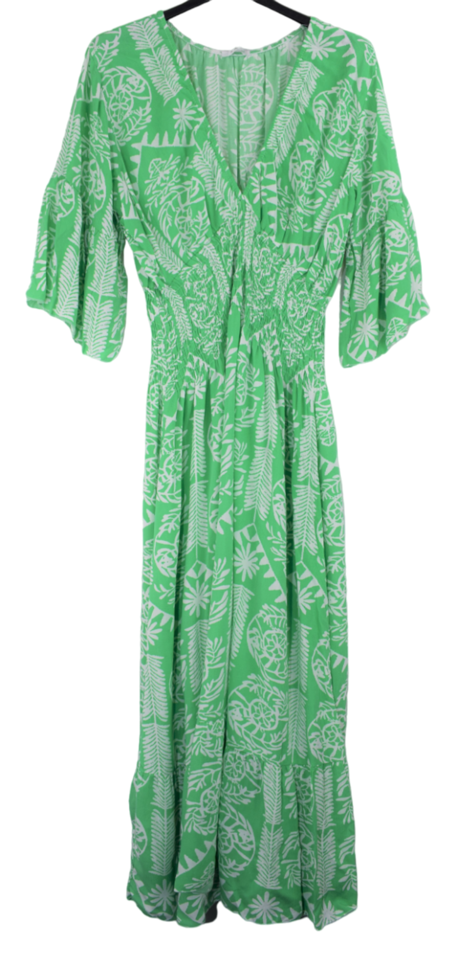 Ladies Italian Lagenlook Quirky Print Flare Sleeve Summer Maxi Dress