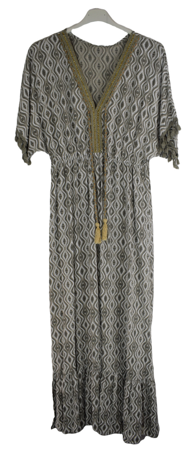 Ladies Italian Summer Kaftan Style Maxi Dress with Tassels