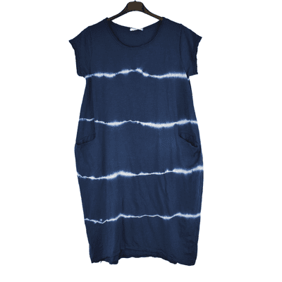 Ladies Italian Cotton Tie Dye Dress with Cap Sleeves and Pockets