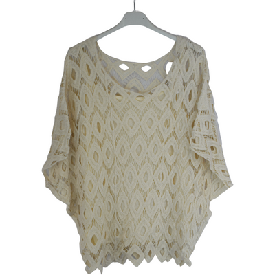 Ladies Italian Lagenlook 2-Piece Short Crochet Summer Tunic Top Set