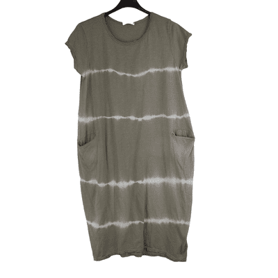Ladies Italian Cotton Tie Dye Dress with Cap Sleeves and Pockets