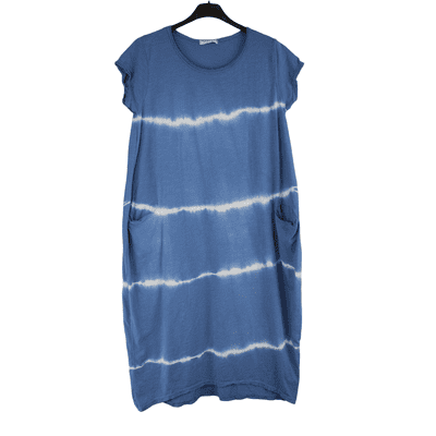 Ladies Italian Cotton Tie Dye Dress with Cap Sleeves and Pockets