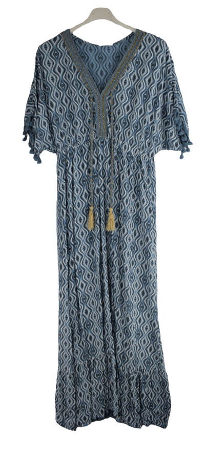 Ladies Italian Summer Kaftan Style Maxi Dress with Tassels