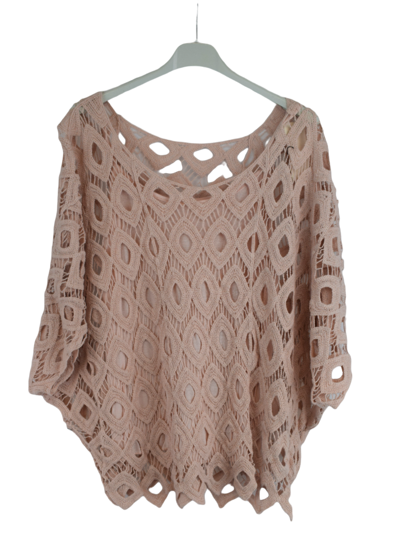 Ladies Italian Lagenlook 2-Piece Short Crochet Summer Tunic Top Set