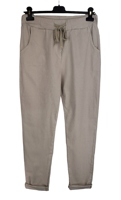Ladies Italian lagenlook Plain Stretchy Magic Trousers