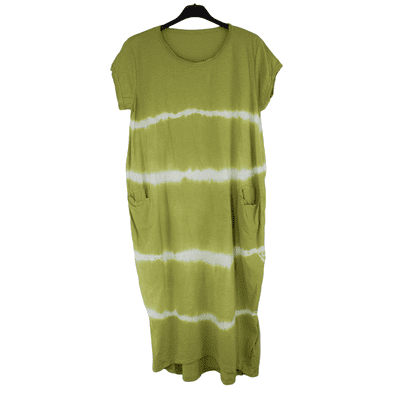 Ladies Italian Cotton Tie Dye Dress with Cap Sleeves and Pockets