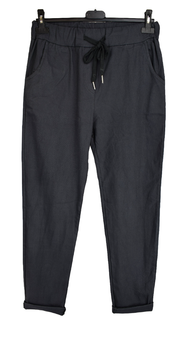 Ladies Italian lagenlook Plain Stretchy Magic Trousers