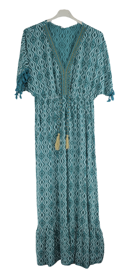 Ladies Italian Summer Kaftan Style Maxi Dress with Tassels