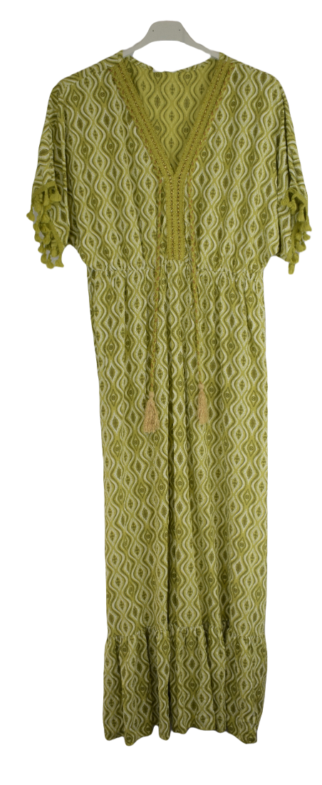 Ladies Italian Summer Kaftan Style Maxi Dress with Tassels
