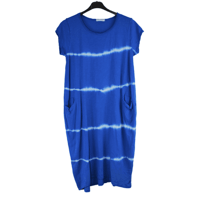 Ladies Italian Cotton Tie Dye Dress with Cap Sleeves and Pockets
