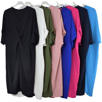 Ladies Italian Lagenlook Twist Knot Front Dress