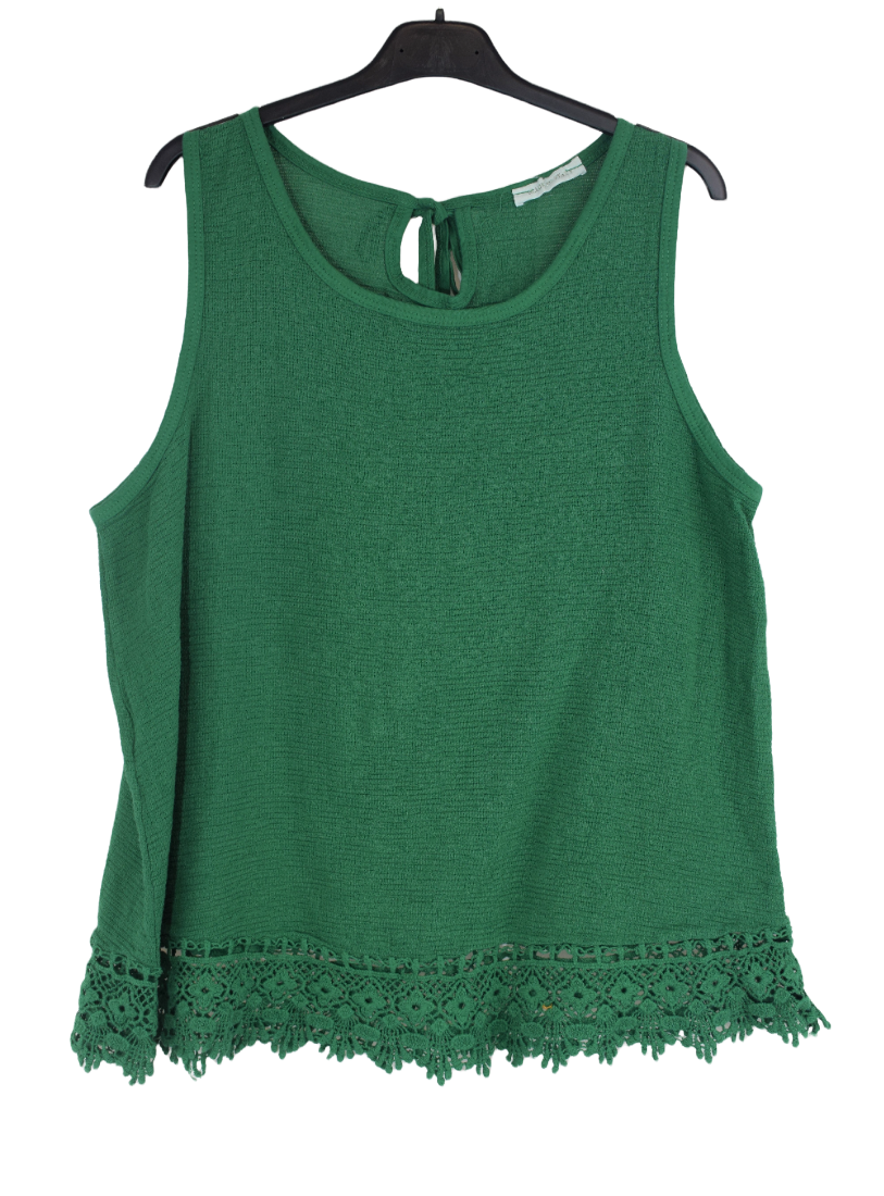 Ladies Sleeveless Italian Crochet Hem Vest Top