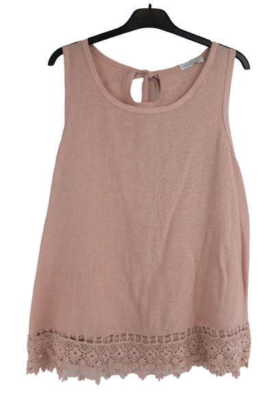 Ladies Sleeveless Italian Crochet Hem Vest Top