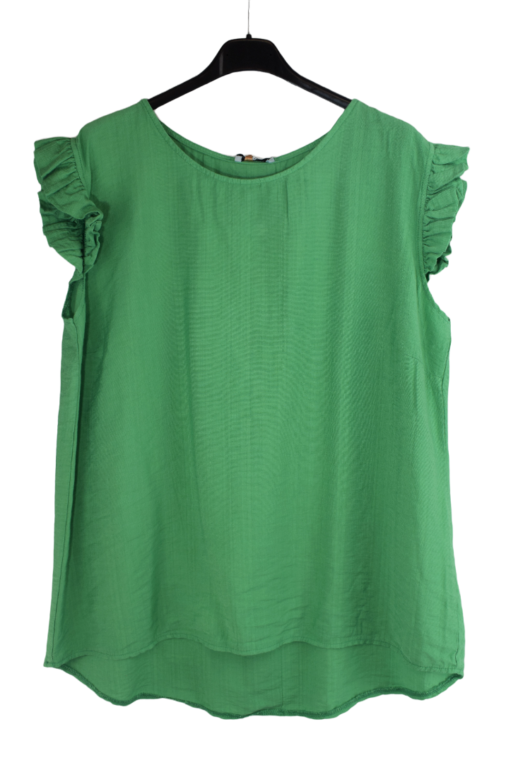 Ladies Italian Vestop with back Button Detailing and Frill Cap Sleeves