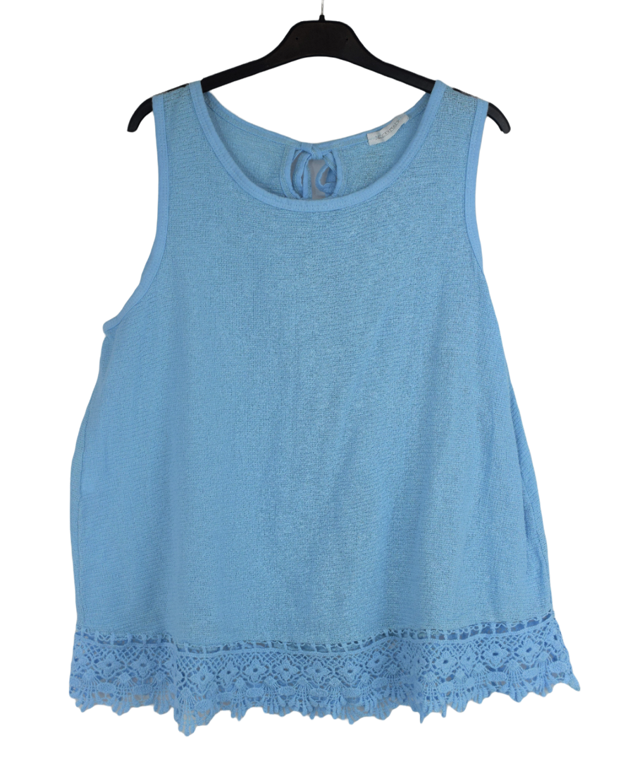 Ladies Sleeveless Italian Crochet Hem Vest Top