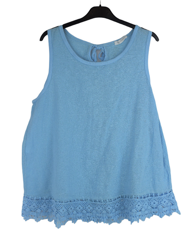 Ladies Sleeveless Italian Crochet Hem Vest Top