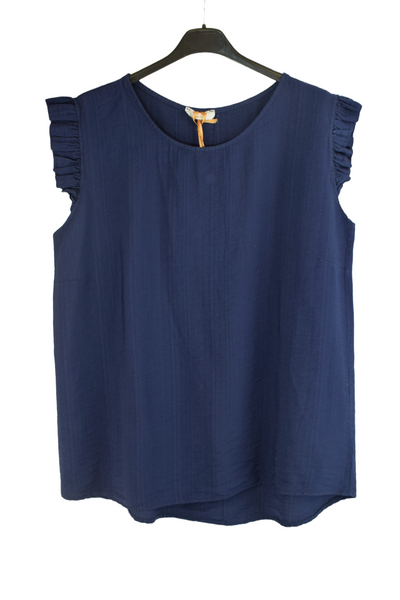 Ladies Italian Vestop with back Button Detailing and Frill Cap Sleeves **CLEARANCE**