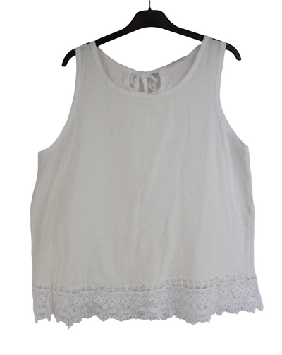 Ladies Sleeveless Italian Crochet Hem Vest Top