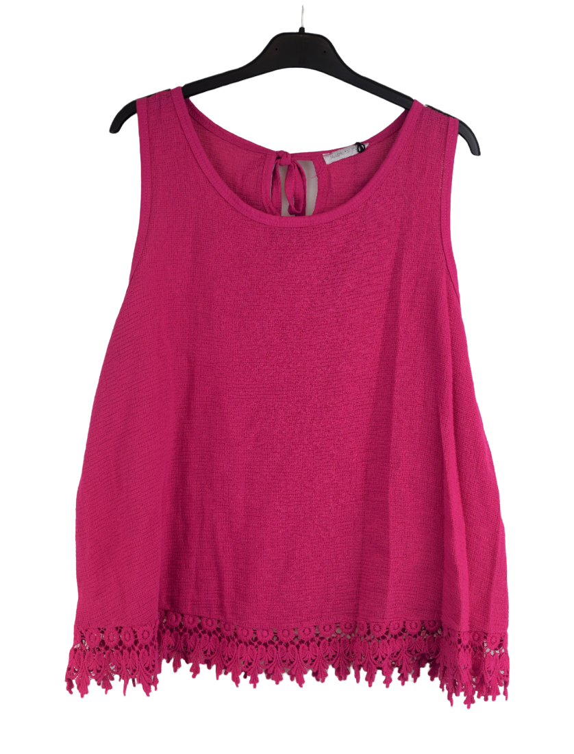 Ladies Sleeveless Italian Crochet Hem Vest Top