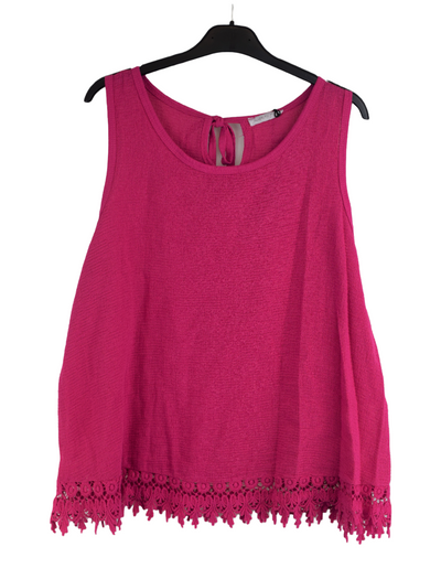 Ladies Sleeveless Italian Crochet Hem Vest Top