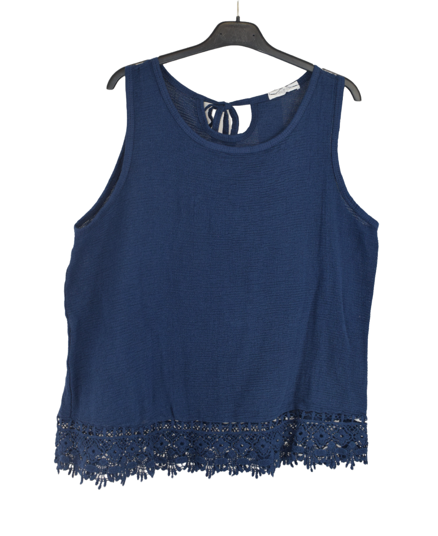 Ladies Sleeveless Italian Crochet Hem Vest Top