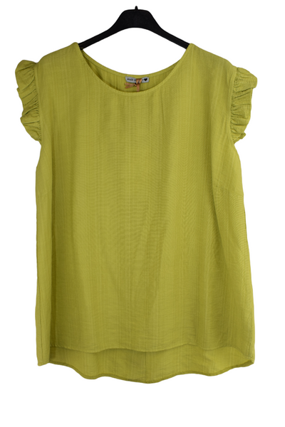 Ladies Italian Vestop with back Button Detailing and Frill Cap Sleeves