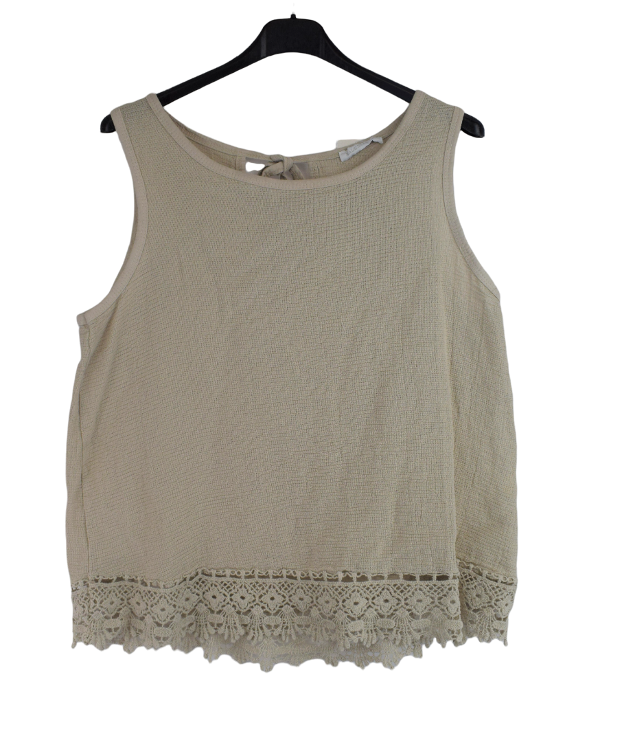Ladies Sleeveless Italian Crochet Hem Vest Top