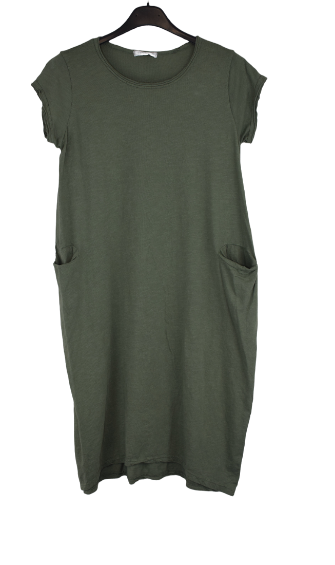 Ladies Italian Cotton Jersey Stretch Tunic Dress with Pockets