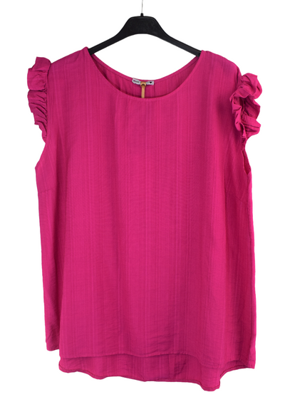 Ladies Italian Vestop with back Button Detailing and Frill Cap Sleeves