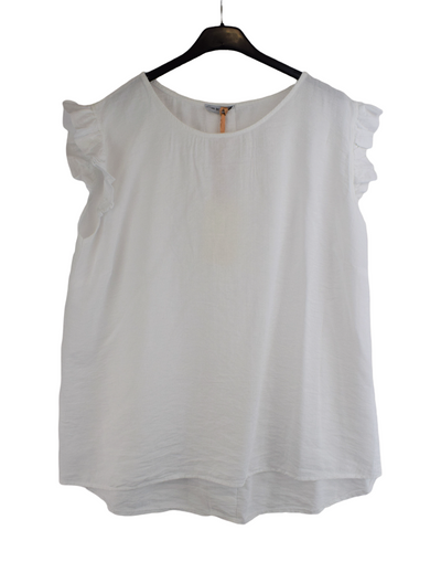 Ladies Italian Vestop with back Button Detailing and Frill Cap Sleeves