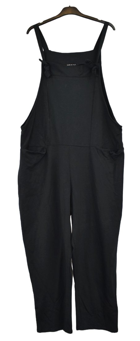 Ladies Italian Lagenlook Plain All-in-One Dungarees Jumpsuit – Glitzee