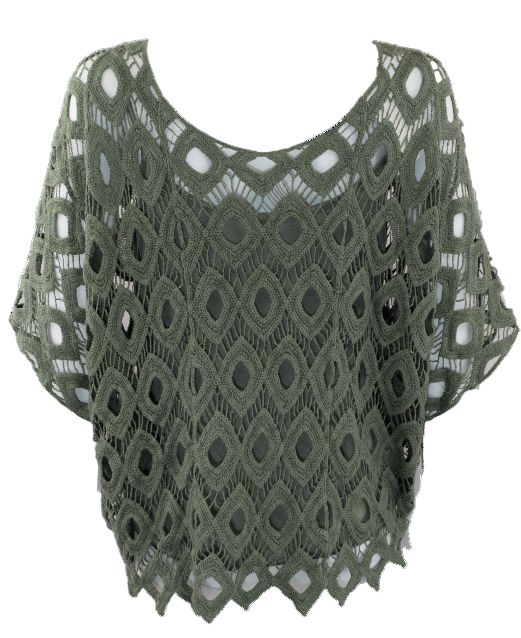 Ladies Italian Lagenlook 2-Piece Short Crochet Summer Tunic Top Set
