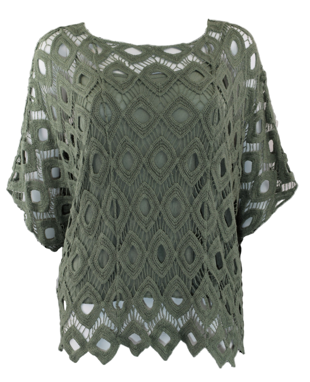 Ladies Italian Lagenlook 2-Piece Short Crochet Summer Tunic Top Set