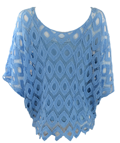 Ladies Italian Lagenlook 2-Piece Short Crochet Summer Tunic Top Set