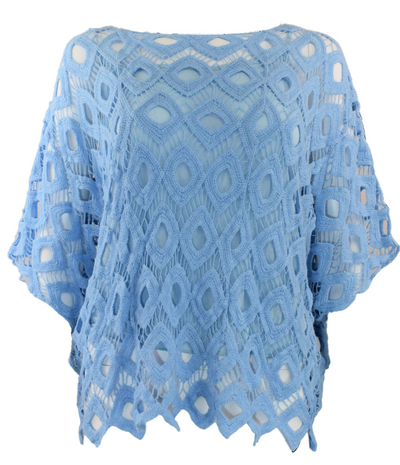 Ladies Italian Lagenlook 2-Piece Short Crochet Summer Tunic Top Set