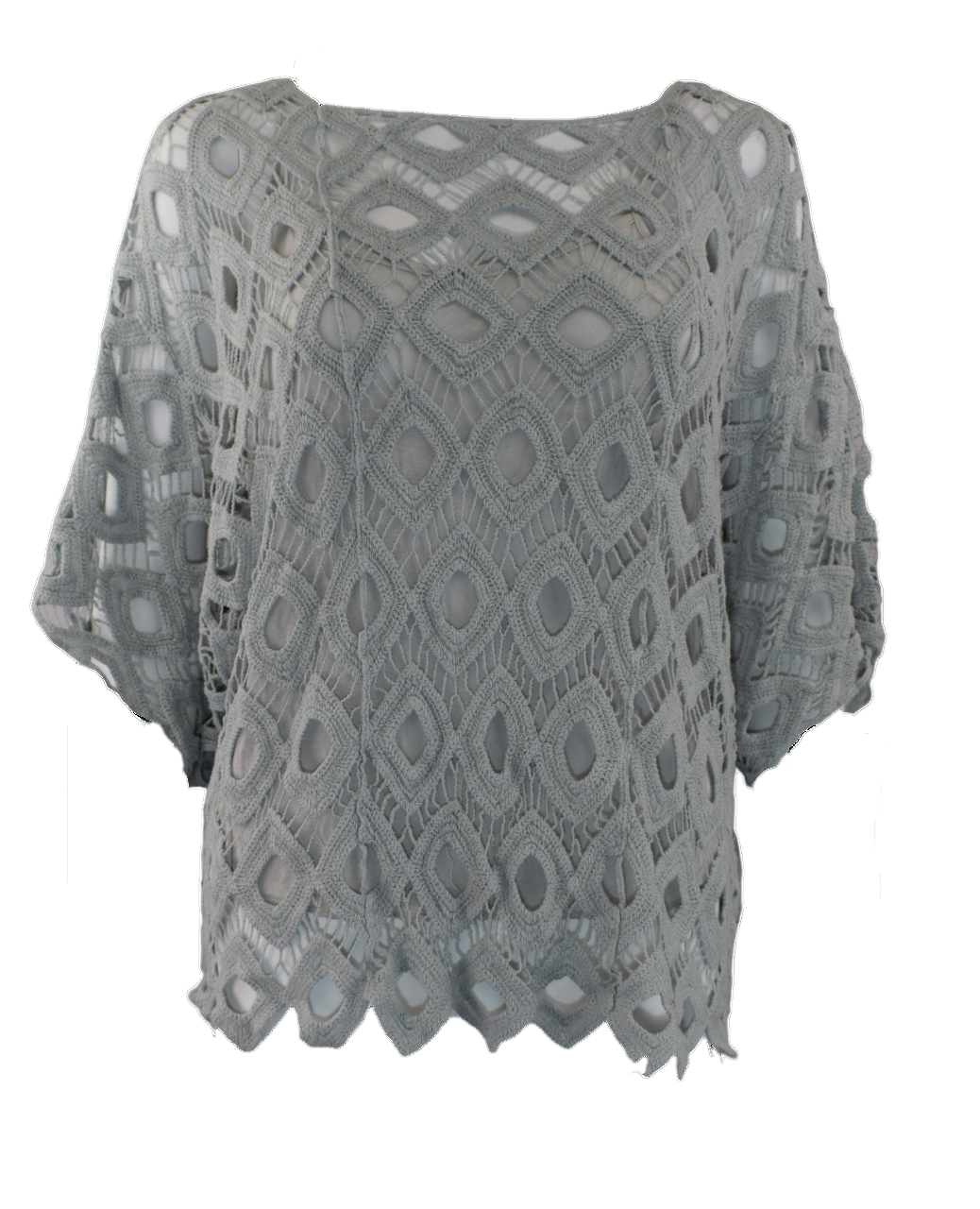 Ladies Italian Lagenlook 2-Piece Short Crochet Summer Tunic Top Set