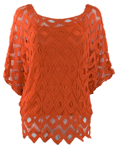 Ladies Italian Lagenlook 2-Piece Short Crochet Summer Tunic Top Set