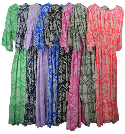 Ladies Italian Lagenlook Quirky Print Flare Sleeve Summer Maxi Dress