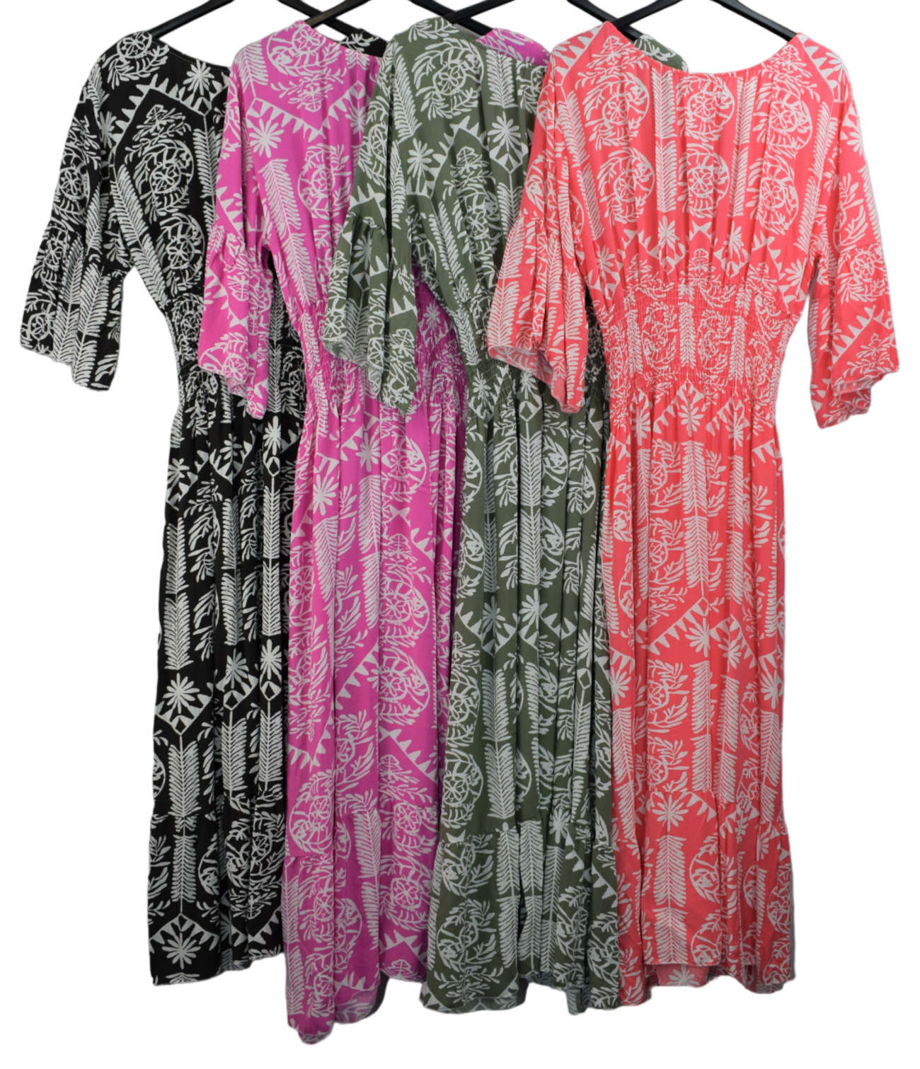 Ladies Italian Lagenlook Quirky Print Flare Sleeve Summer Maxi Dress