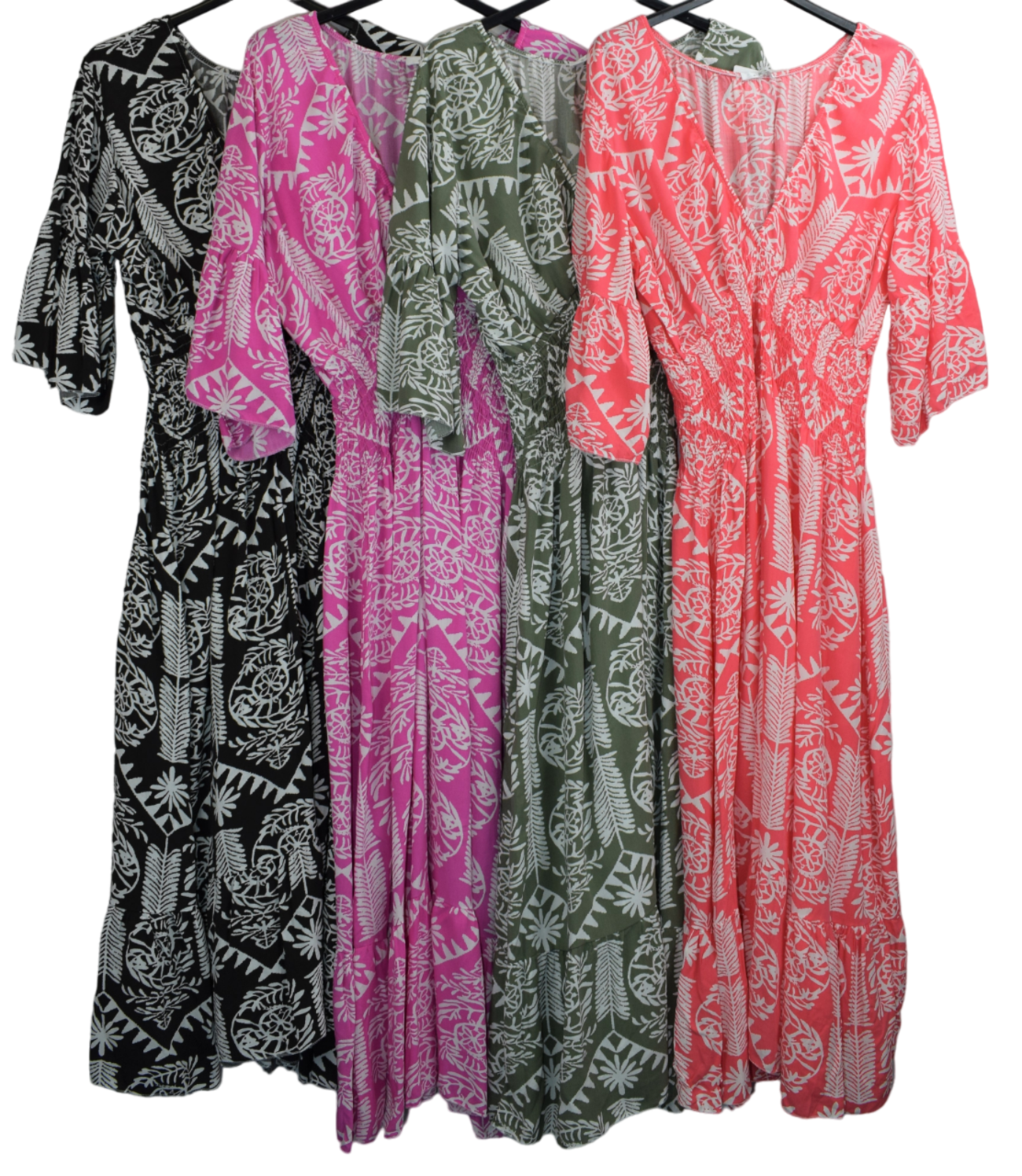 Ladies Italian Lagenlook Quirky Print Flare Sleeve Summer Maxi Dress