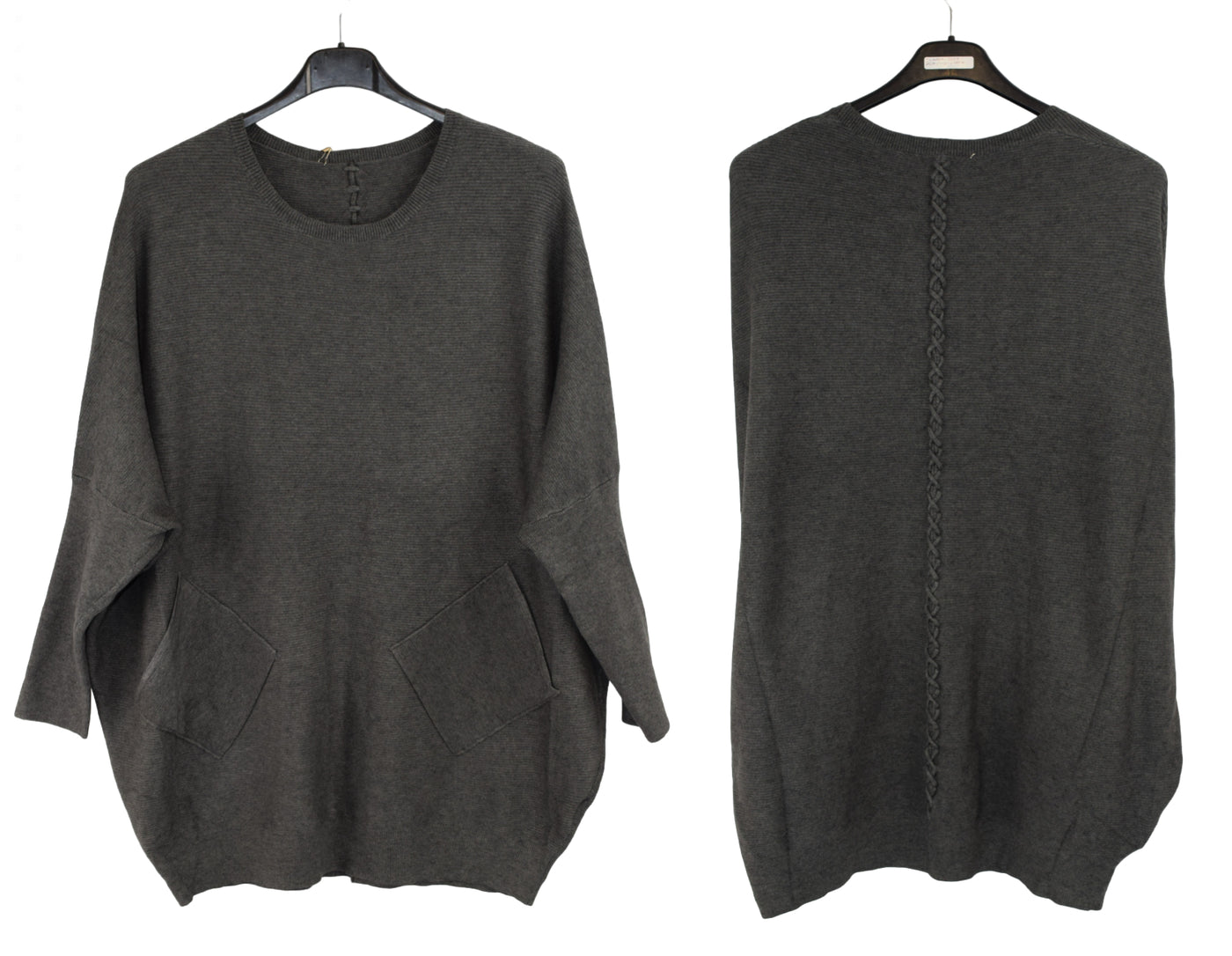 Ladies Italian Oversized Batwing Plait Design Jumper