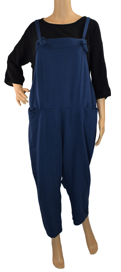 Ladies Italian Lagenlook Plain All-in-One Dungarees Jumpsuit