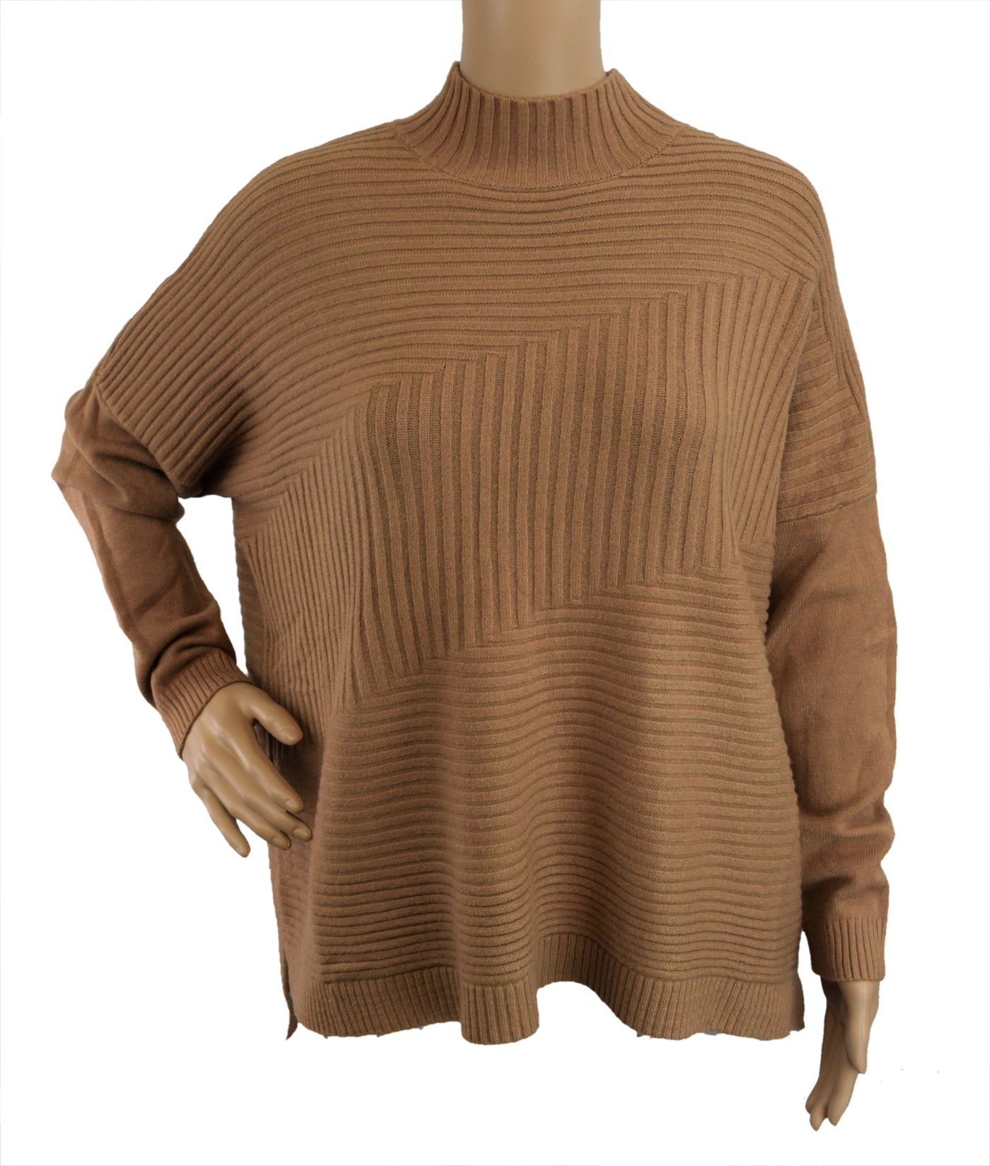 Ladies Italian Ribbed Design High Neck Jumper