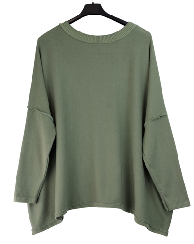 Ladies Italian Lagenlook Boxy Oversized Glittery Love Heart Top