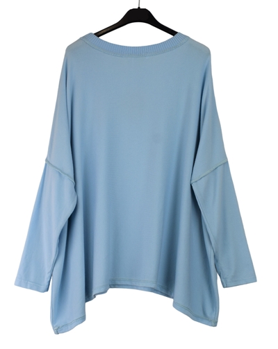 Ladies Italian Lagenlook Boxy Oversized Glittery Love Heart Top