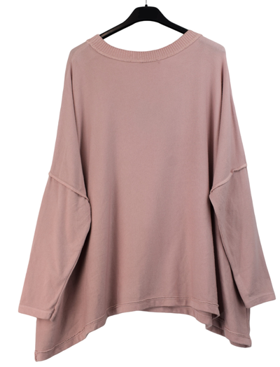 Ladies Italian Lagenlook Boxy Oversized Glittery Love Heart Top